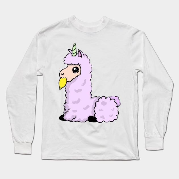 Alpacaa Nomming a Lemon! Long Sleeve T-Shirt by Ghostly_Alpacaa